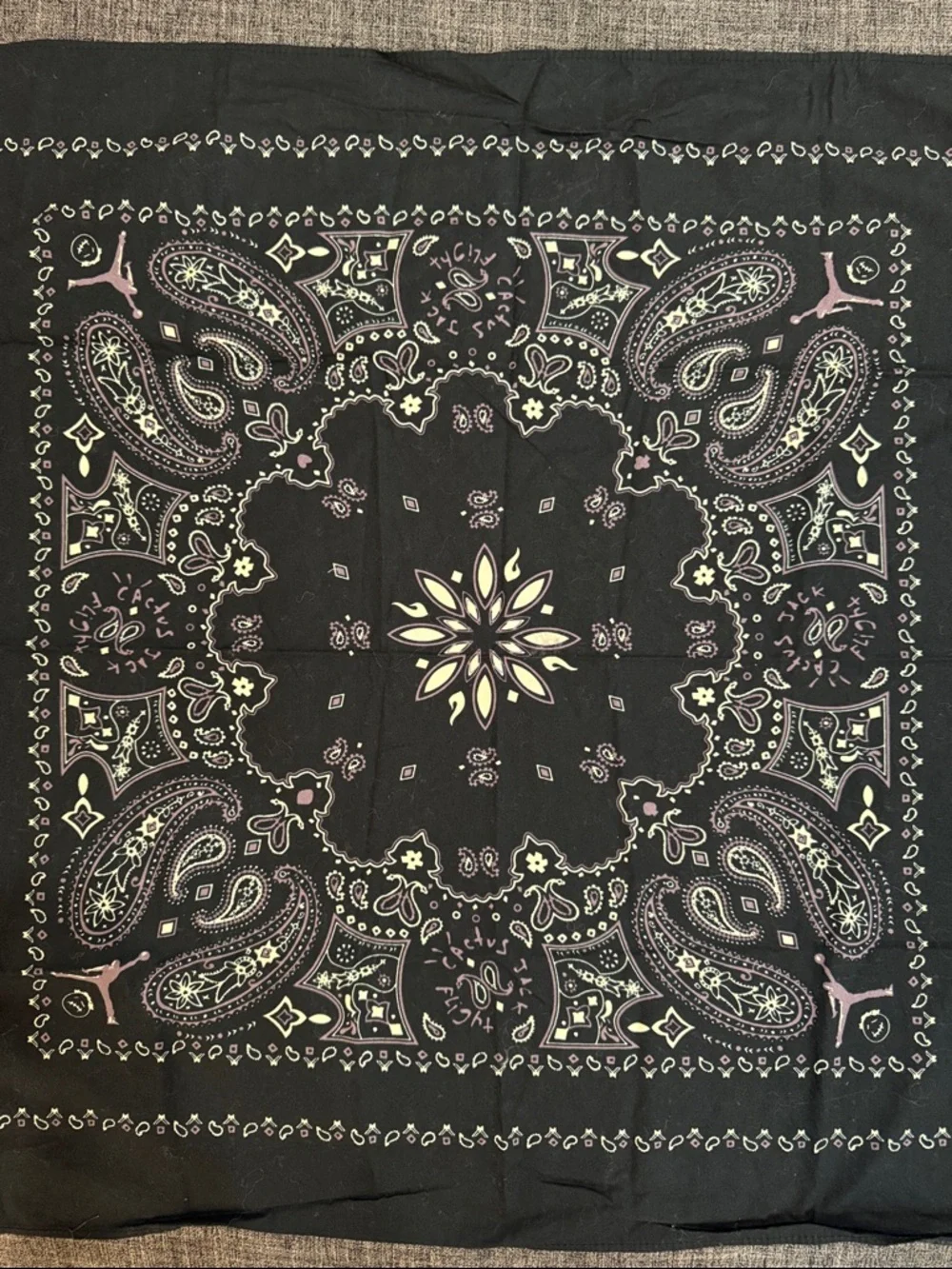 Cactus Jack Travis Scott Jordan Style Bandana Black Paisley 24x24